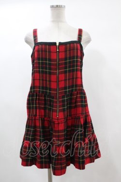 画像1: Jane Marple / タータンチェックパンツ付ジャンパースカート  赤 H-24-04-04-1051-JM-OP-KB-ZT009