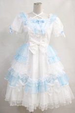 画像1: Angelic Pretty / トッピングハートワンピース Free 白/サックス H-24-04-04-007-AP-OP-NS-ZH (1)