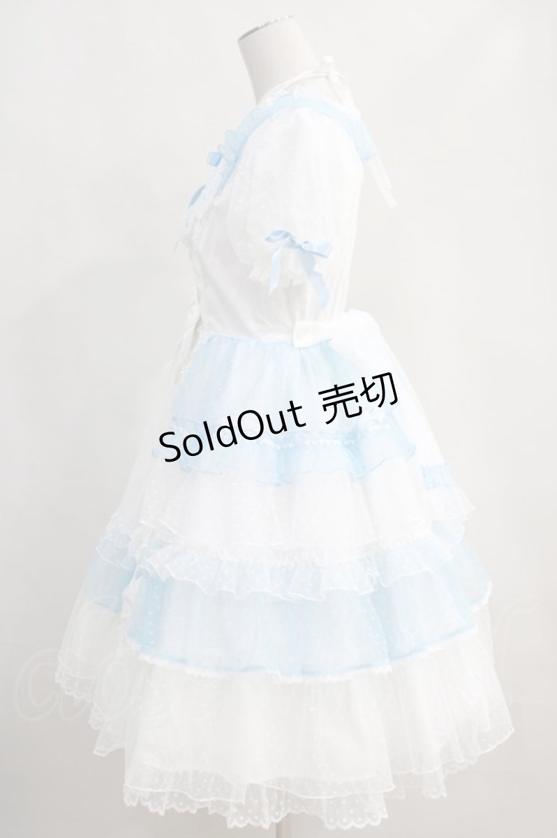 画像2: Angelic Pretty / トッピングハートワンピース Free 白/サックス H-24-04-04-007-AP-OP-NS-ZH (2)