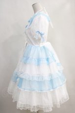 画像2: Angelic Pretty / トッピングハートワンピース Free 白/サックス H-24-04-04-007-AP-OP-NS-ZH (2)