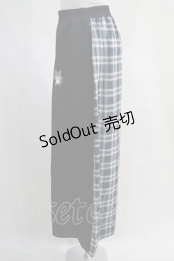 画像2: NieR Clothing / がおまるプリントチェック切替パンツ  黒×青 H-24-04-06-003-PU-PA-KB-ZH