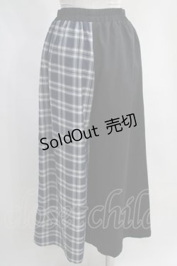 画像3: NieR Clothing / がおまるプリントチェック切替パンツ  黒×青 H-24-04-06-003-PU-PA-KB-ZH