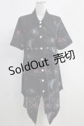SEX POT ReVeNGe / コウモリ衿ロングカットシャツ  黒 H-24-04-08-052-SP-BL-KB-ZH