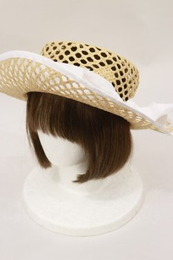 画像1: axes femme / ドット編カンカン帽  白 H-24-04-08-1004-AX-AC-NS-ZT171
