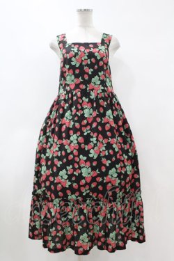 画像1: Jane Marple / Strawberry garden Strap dress  ブラック H-24-04-09-1009-JM-OP-KB-ZH
