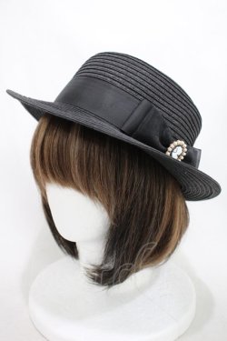 画像1: m petit by misako / リボンカンカン帽  ブラック H-24-04-11-008-LO-AC-NS-ZH