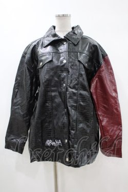 画像1: NieR Clothing / フェイクレザージャケット  黒×赤 H-24-04-13-057-PU-JA-KB-ZT361