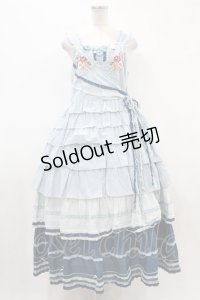 PINK HOUSE / エンジェルローズ刺繍入りフリルキャミソールワンピース Free ブルー H-24-04-13-1030-LO-OP-NS-ZH