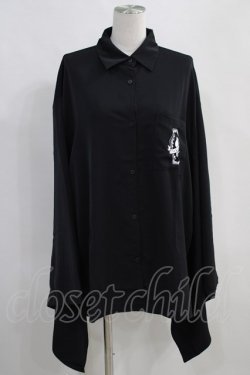 画像1: NieR Clothing / 着物袖風シャツ  黒 H-24-04-16-1023-PU-BL-KB-ZH