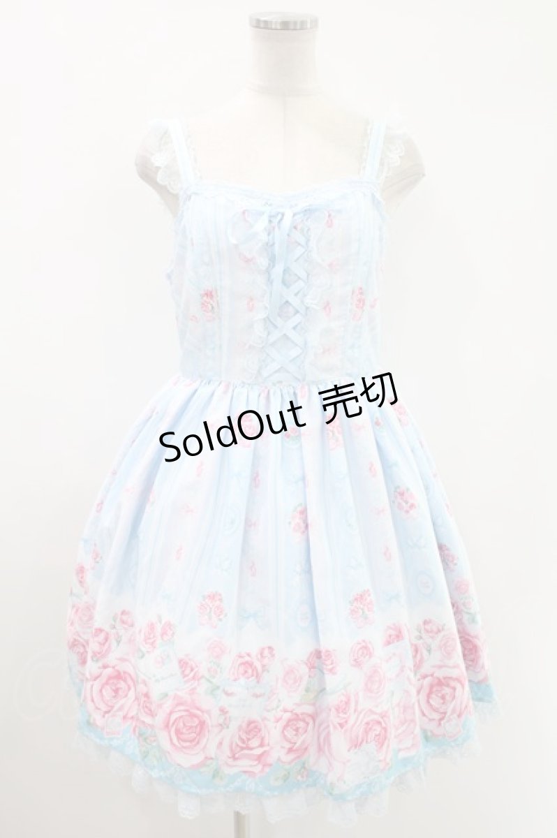 画像1: Angelic Pretty / Romantic Rose Letterジャンパースカートセット Free サックス H-24-04-16-011-AP-OP-NS-ZH (1)