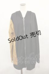 NieR Clothing / ロゴ刺繍フードZIPパーカー  黒×茶 H-24-04-17-025-PU-TO-KB-ZT268