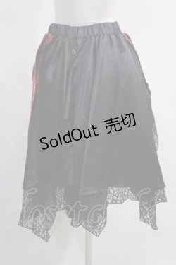 画像2: Qutie Frash / 和柄アシメスカート  黒×赤 H-24-04-19-049-QU-SK-KB-ZH