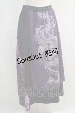 画像1: Qutie Frash / サイドスリット袴スカート  黒×紫 H-24-04-20-1007-QU-SK-KB-ZH