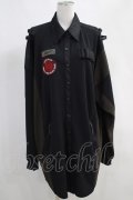 Qutie Frash / ミリタリーシャツ  黒×カーキ H-24-04-20-1026-QU-TO-KB-ZH