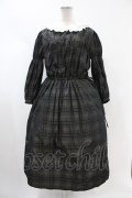 Jane Marple / Memory shadow check shirring dress  ブラック H-24-04-25-007-JM-OP-KB-ZH