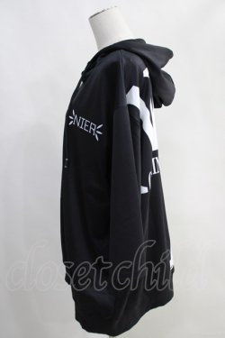 画像2: NieR Clothing / ロゴプリント半袖ZIPパーカー  黒 H-24-04-27-1033-PU-TO-KB-ZT075