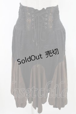 画像1: Rozen Kavalier / 配色切替スカート  黒×茶 H-24-04-28-057-OO-SK-KB-ZH