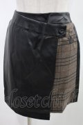 NieR Clothing / インパン付きフェイクレザースカート  黒×茶 H-24-04-28-059-PU-SK-KB-ZT203