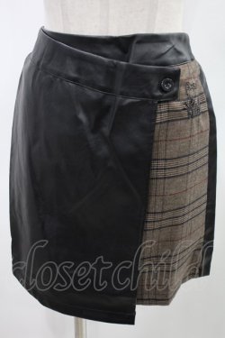 画像1: NieR Clothing / インパン付きフェイクレザースカート  黒×茶 H-24-04-28-059-PU-SK-KB-ZT203