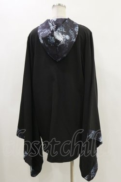 画像2: NieR Clothing / 着物風袖フードシャツ  黒 H-24-05-02-061-PU-BL-KB-ZH