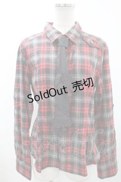 画像1: ALGONQUINS / タイ付チェックシャツ  赤×グレー H-24-05-09-028-AL-BL-KB-ZH