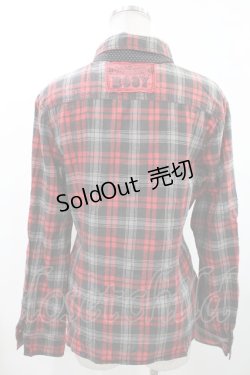 画像2: ALGONQUINS / タイ付チェックシャツ  赤×グレー H-24-05-09-028-AL-BL-KB-ZH