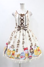 画像1: Angelic Pretty / Honey Cakeラウンドジャンパースカート free アイボリー H-24-05-11-1029-AP-OP-NS-ZH (1)