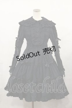 画像1: metamorphose / シャーリング両山フリルワンピース  ブラック H-24-05-14-1014-ME-OP-NS-ZH