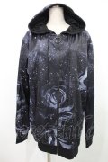 NieR Clothing / 総柄ZIPパーカー  黒 H-24-05-18-1023-PU-TO-KB-ZT261