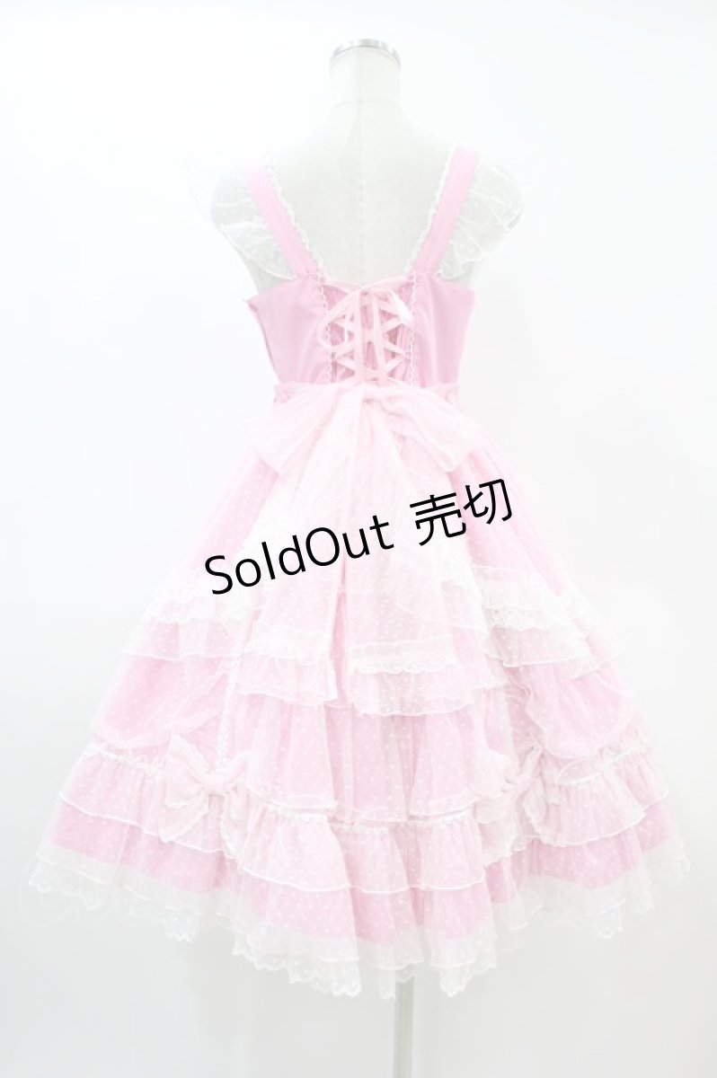 画像2: Angelic Pretty / トッピングハートジャンパースカート Free ピンク H-24-05-19-020-AP-OP-NS-ZH (2)