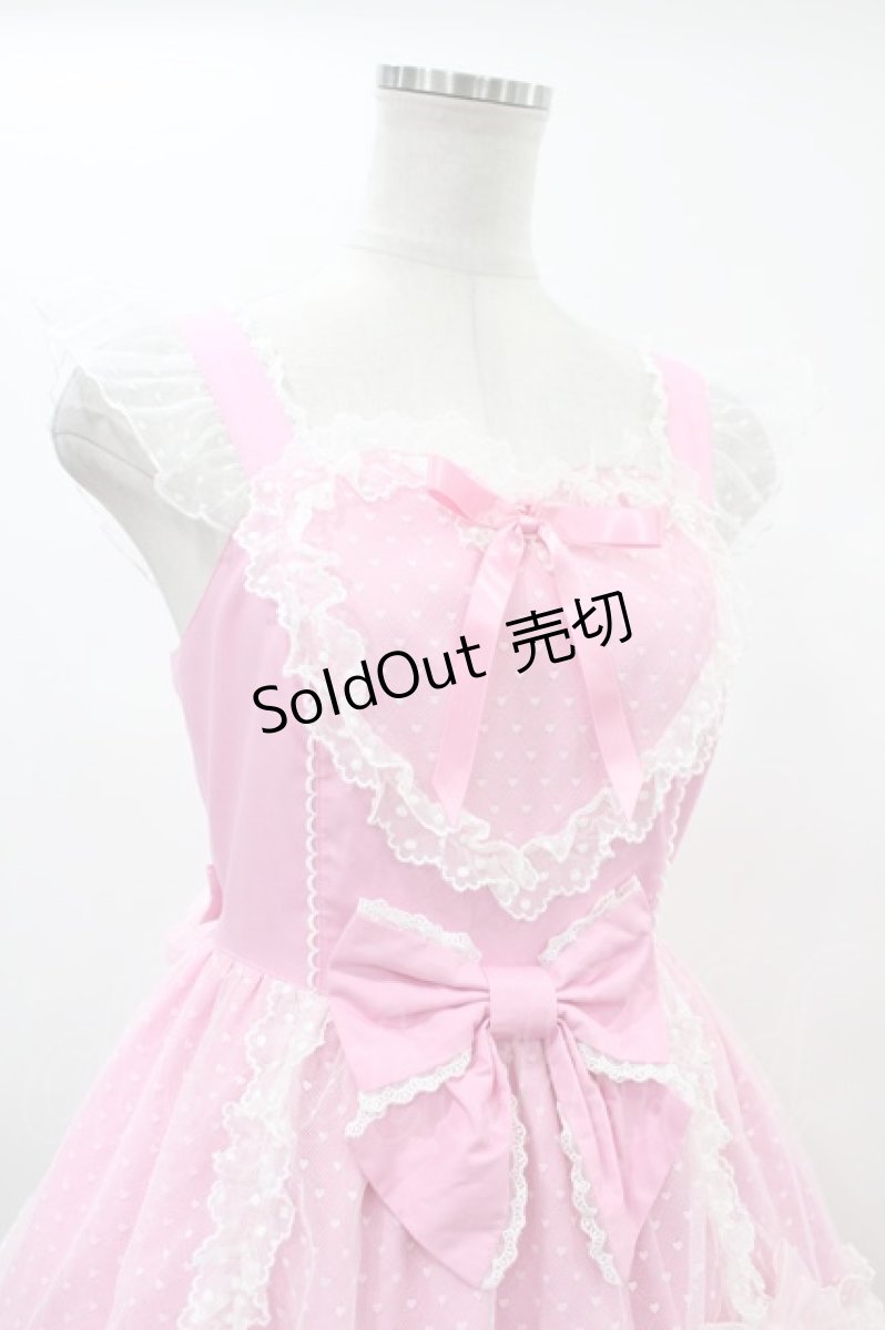 画像4: Angelic Pretty / トッピングハートジャンパースカート Free ピンク H-24-05-19-020-AP-OP-NS-ZH (4)