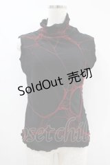 alice auaa / NetノースリーブC/S 2（ユニセックス） 黒×赤 H-24-06-03-014-AA-TS-KB-ZH