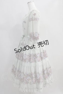 画像2: Innocent World / アンティークパンジーシフォンドレス M グレイッシュグリーン×生成 H-24-06-15-017-IW-OP-NS-ZH