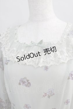画像5: Innocent World / アンティークパンジーシフォンドレス M グレイッシュグリーン×生成 H-24-06-15-017-IW-OP-NS-ZH