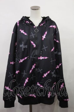 画像1: NieR Clothing / 防寒裏起毛パーカー  黒 H-24-06-20-028-PU-TO-KB-ZT059