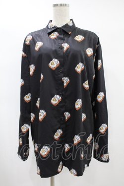 画像1: NieR Clothing / 総柄シャツ  黒 H-25-05-11-1003-PU-BL-KB-ZH