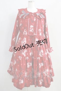 画像1: PINK HOUSE / ラブリボンベアプリントミディワンピース Free レッド H-24-07-08-038-LO-OP-NS-ZH