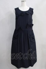 画像1: Jane Marple / Dobby cloth front ribbon dress M ネイビー H-24-07-10-1041-JM-OP-SK-ZT219 (1)