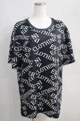 NieR Clothing / ロゴ総柄カットソー  黒×白 H-25-05-11-1036-PU-TS-KB-ZH