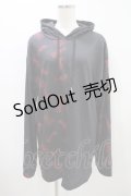 NieR Clothing / プリント切替プルパーカー  黒 H-24-08-02-036-PU-TO-KB-ZT318