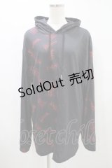 NieR Clothing / プリント切替プルパーカー  黒 H-24-08-02-036-PU-TO-KB-ZT318