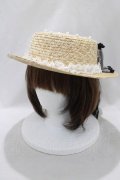 Angelic Pretty / お花レースストローHat  ナチュラル/ブラック H-24-08-03-083-AP-AC-NS-ZT-K007