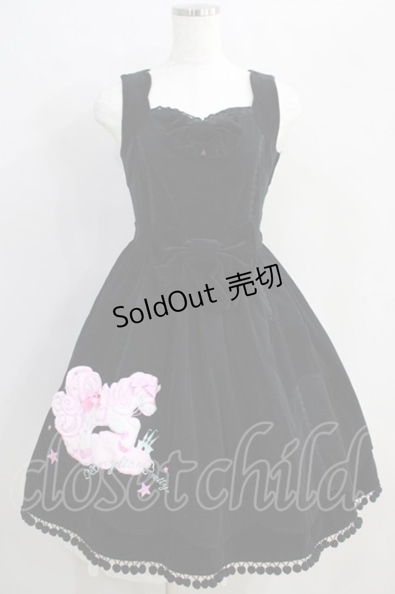 画像1: Angelic Pretty / エンジェルポニーアップリケジャンパースカート Free ブラック H-24-08-13-021-AP-OP-NS-ZH (1)