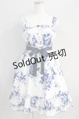 Moi-meme-Moitie / バラプリントジャンパースカート 2 白×ネイビー H-24-08-17-1013-MO-SK-KB-ZH