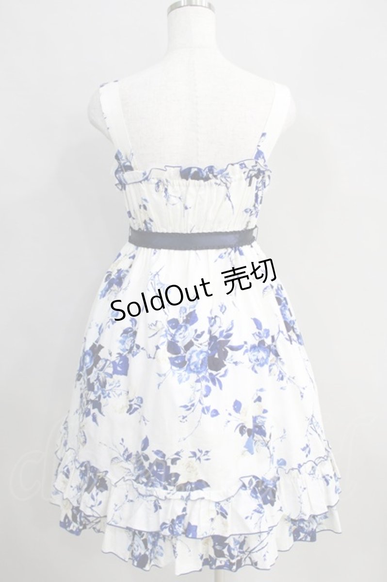 画像3: Moi-meme-Moitie / バラプリントジャンパースカート 2 白×ネイビー H-24-08-17-1013-MO-SK-KB-ZH (3)