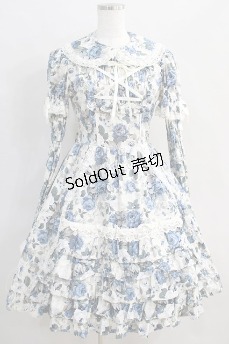 画像1: Angelic Pretty / バラ柄ワンピース（旧タグ） Free オフ/ブルー H-24-08-23-004-AP-OP-NS-ZH (1)