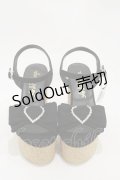 Ank Rouge / ハートビジュー厚底サンダル M ブラック H-24-08-24-004-CA-SH-NS-ZH