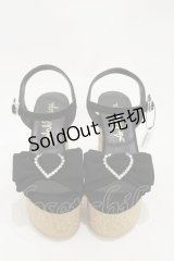 Ank Rouge / ハートビジュー厚底サンダル M ブラック H-24-08-24-004-CA-SH-NS-ZH