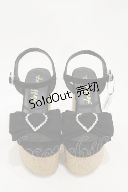 画像1: Ank Rouge / ハートビジュー厚底サンダル M ブラック H-24-08-24-004-CA-SH-NS-ZH