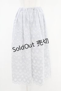Jane Marple Dans Le Saｌon / フラワー刺繍ストライプパンツ M ブルー H-24-08-28-1057-JM-PA-KB-ZH